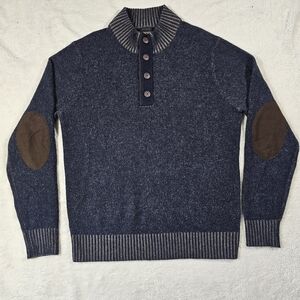Raffi Navy Wool & Cashmere Quarter-Button Pullover